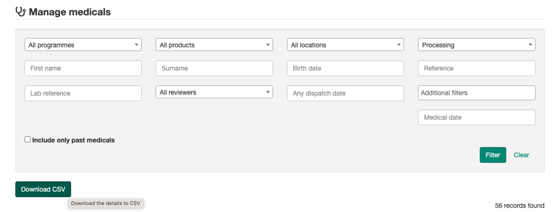 medical CSV